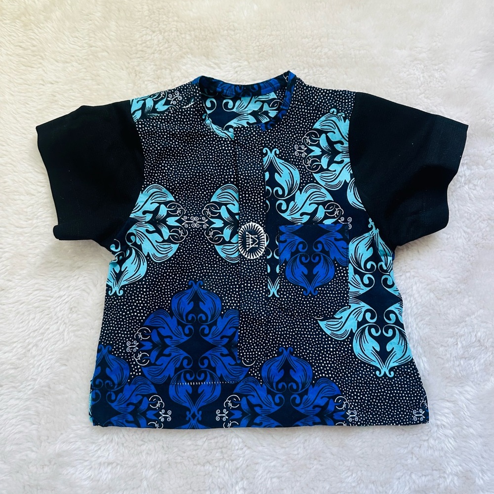 Handmade Boys Short Sleeve African Print 2Piece set Toddler 12-24 Months - Picture 4 of 5